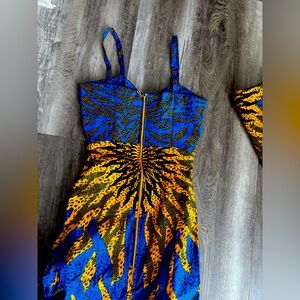 BLUE CASUAL DRESS WITH PINK/ORANGE ACCENT main image 1